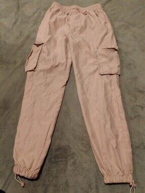 Refuge Light Pink Nylon Cargo Jogger Pants - Size Small S/P